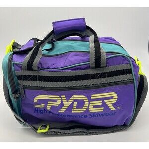 Vintage 90s Spyder High Performance Skiwear Duffel Bag Purple Neon Color Block